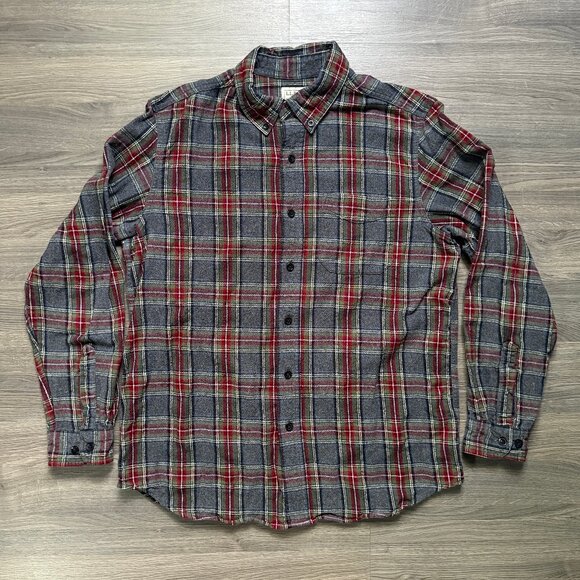 L.L. Bean Men's Scotch Plaid Flannel Shirt - Grey - Picture 6 of 10